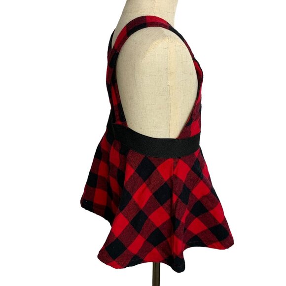 Tommy Hilfiger Infant Pinafore Dress 24m Red Buffalo Plaid Elastic Waist Zipper - Picture 5 of 6